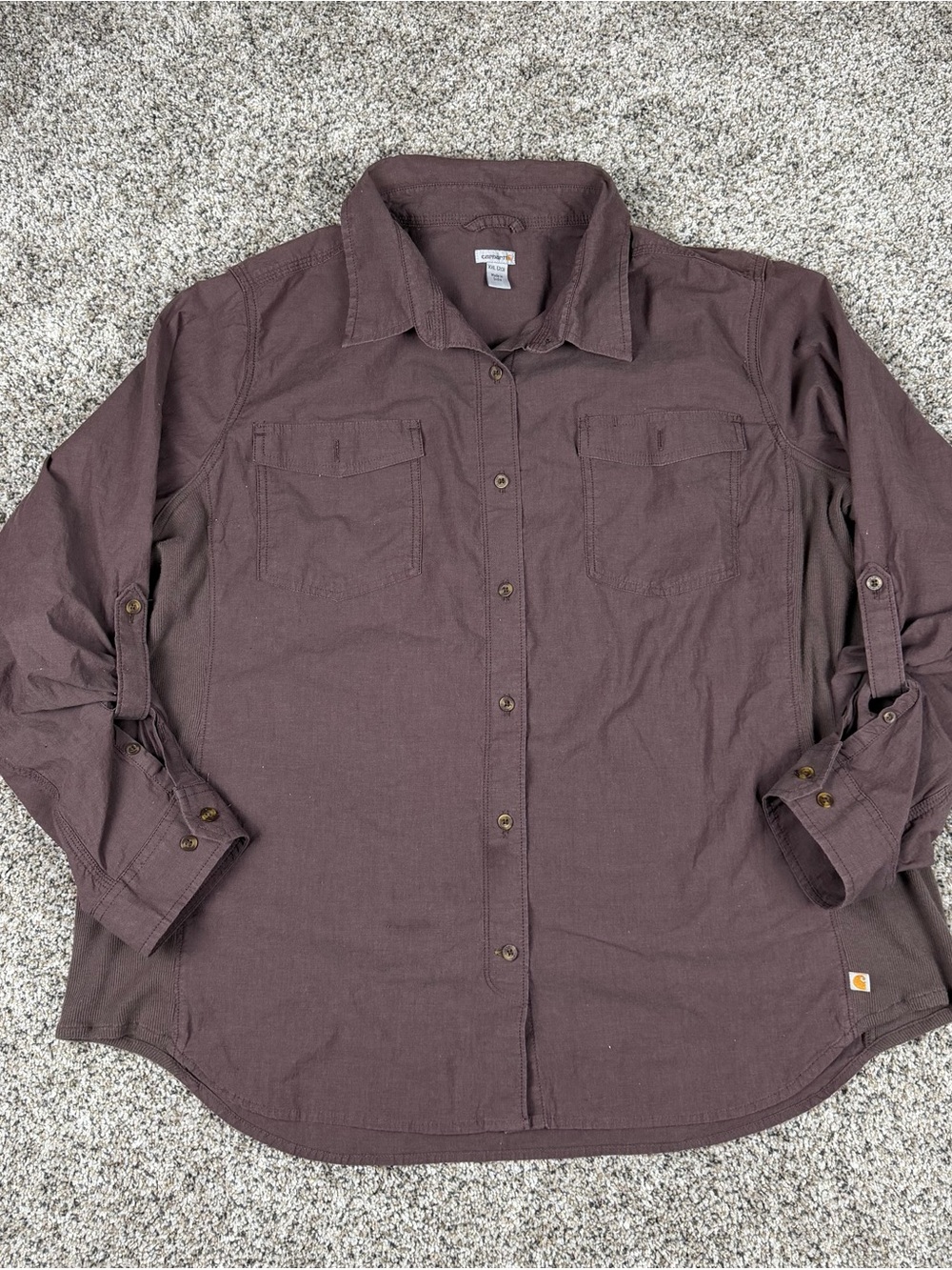 Sz 2XL 20 Women’s Carhartt Mauve-Brown Work Button-Up Shirt
